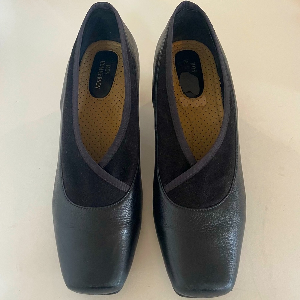 Ros Hommerson Leather Square Toe Square block Heels Women’s Size 7.5 W